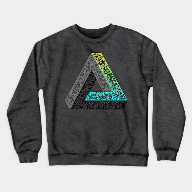 M.C. Escher Triangle (Cyan Yellow Gradient) Crewneck Sweatshirt by TRIME